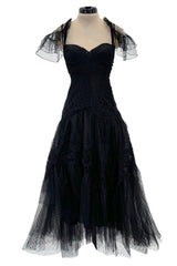 Rare Spring 2008 John Galliano Black Version of Look 13 Production Label Black Lace Dress