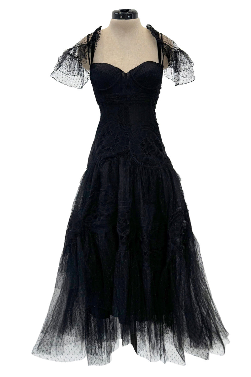 Rare Spring 2008 John Galliano Black Version of Look 13 Production Label Black Lace Dress