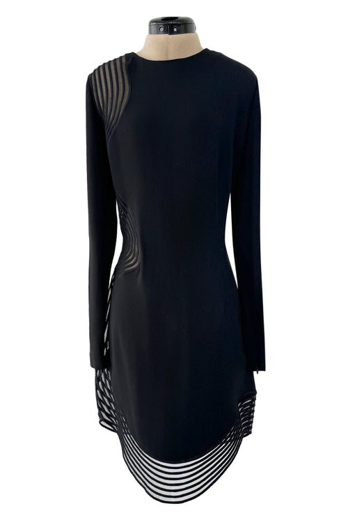 Fantastic Fall 2014 Stella McCartney Black Stretch Dress w Transparent Wave Net Panels