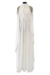 Beautiful Resort 2014 Givenchy by Riccardo Tisci Backless & Caped Panel Ivory Silk Chiffon Dress