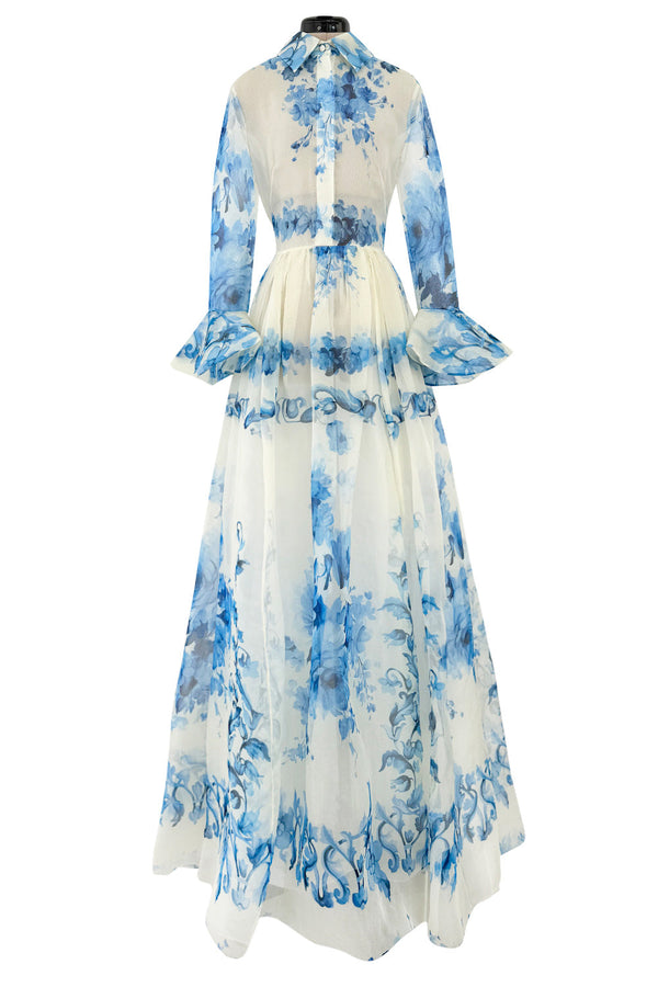 Pre-Fall 2020 Valentino by Pierpaolo Piccioli Runway Look 3 Blue & White Silk Organza Dress