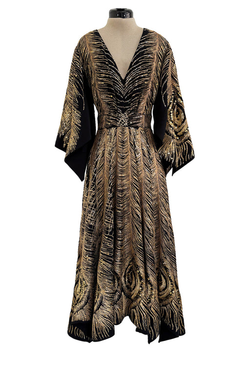 Pre-Fall 2016 Saint Laurent by Hedi Slimane Runway Look 37 Gold Metallic Thread & Sequin Feather Dress