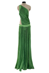 Very Rare Spring 2007 Roberto Cavalli Green Pleated Silk Chiffon Dress w Open Back & Sides