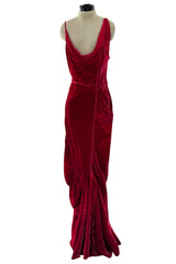 Fall 2006 Christian Dior by John Galliano Runway Look 41 Red Velvet Dress
