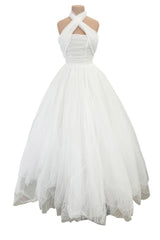 Fairy Tale 2010s Giambattista Valli White Dotted Silk Tulle Wedding Dress w Full Layered Netted Skirt