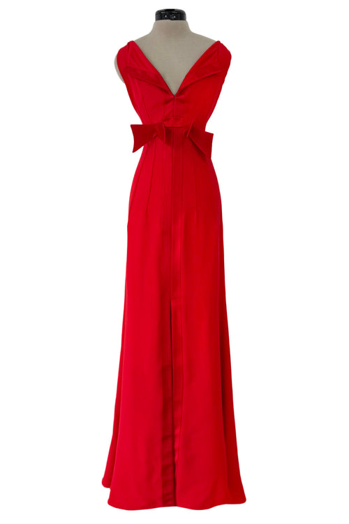 Prettiest 2000s Valentino by the Original Mr Valentino Red Dress w Bows & V Front