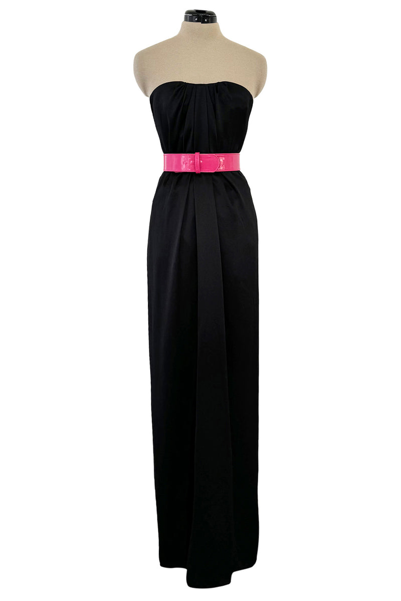 Fabulous 2008 Alexander McQueen Strapless Black Silk Dress w Vibrant P Shrimpton Couture Fabulous 2008 Alexander McQueen Strapless Black Silk Dress w Vibrant P Shrimpton Couture