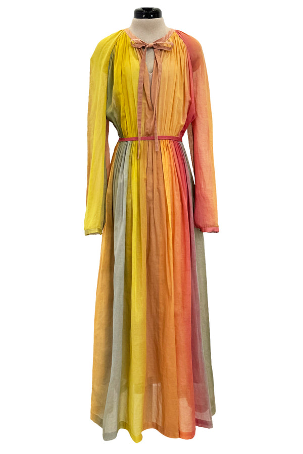 Gorgeous Spring 2020 Christian Dior Sunset Striped Cotton Dress w Silk Chiffon Under Slip