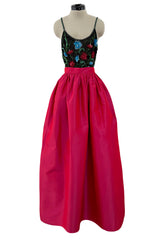 Fantastic Fall 1999 Giorgio Armani Runway Beaded Sequin Net Bodysuit & Deep Pink Skirt Set