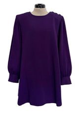 Documented Fall 1985 Yves Saint Laurent Haute Couture Runway Look 43 Purple Over-sized Cut Tunic
