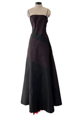Fall 1978 George Stavropoulos Minimalist Bias Cut Black & Red Silk Dress