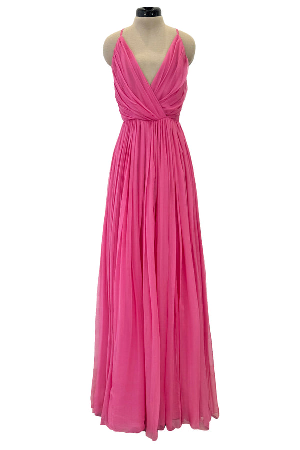 Resort 2008 Christian Dior by John Galliano Pink Silk Chiffon Plunge Dress