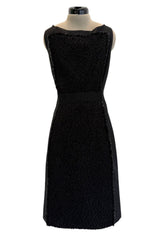 2010s Giambattista Valli Black Dress Stretch Sleeveless Dress w Front Metallic Thread Wool Inset