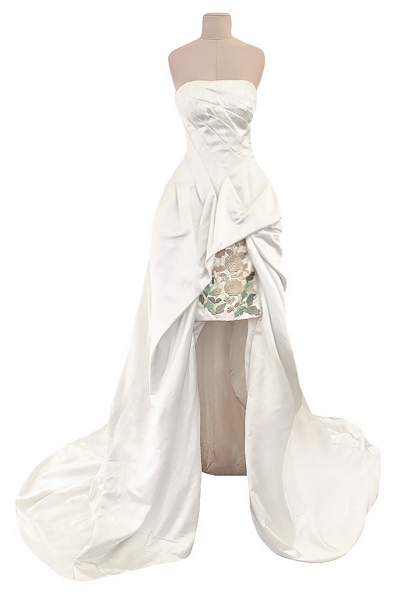 2010-2011 Alexander McQueen Strapless Ivory Silk Dress w Hand Embroide – Shrimpton Couture