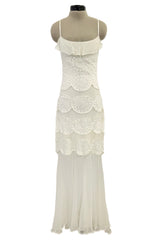 Prettiest Spring 2005 Christian Dior by John Galliano Knit & Silk Chiffon Ivory Dress