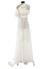 Cruise 2010 Christian Dior by John Galliano Runway Version in White Silk Chiffon Draped Dress