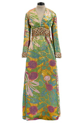 Incredible 1960s Malcolm Starr by Elinor Simmons Green & Gold Metallic Beaded Dress