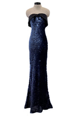 Outstanding Spring 2011 Giorgio Armani Runway Look 60 & Ad Campaign Strapless Blue Sequin Dress