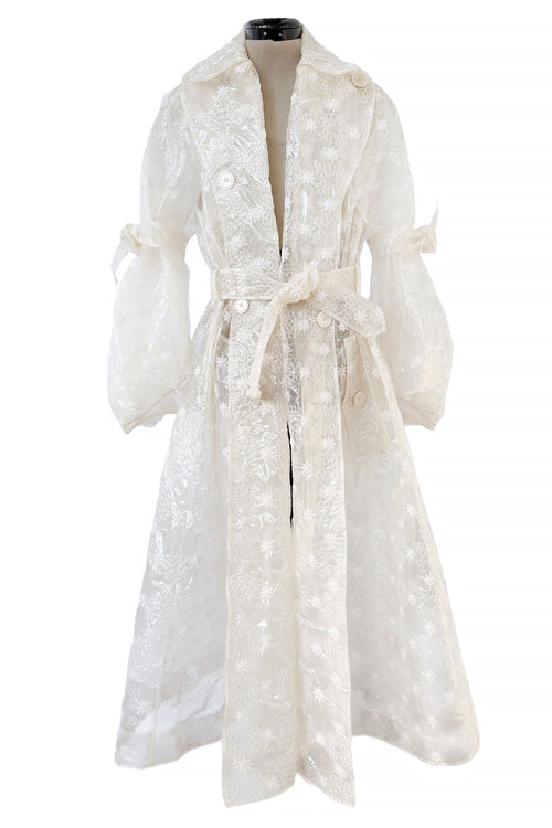Spring 2017 Simone Rocha Runway Look 6 Transparent Raincoat w Embroidered Tulle Backing
