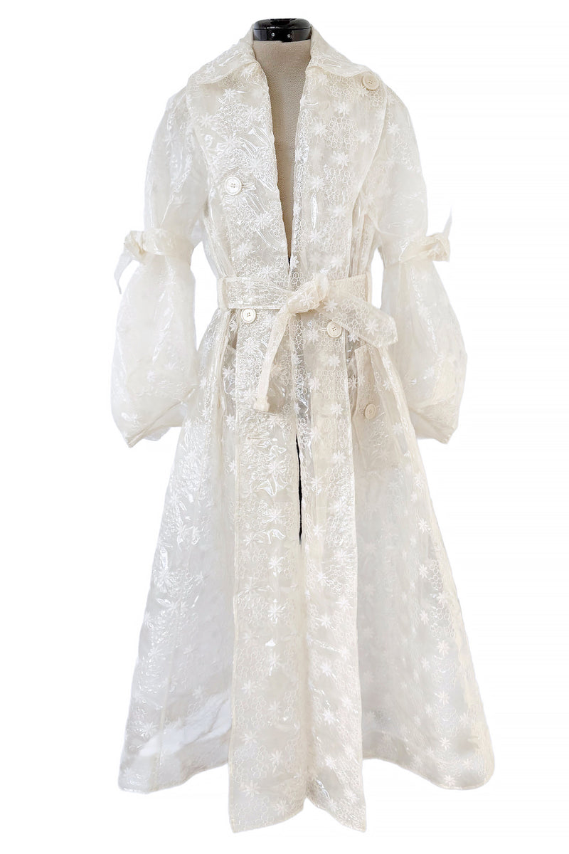 Spring 2017 Simone Rocha Runway Look 6 Transparent Raincoat w Embroidered Tulle Backing