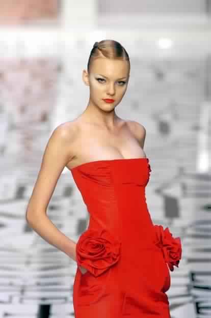 Modern Valentino by Pierpaolo Piccioli Homage to the Fall 2004 Runway Look 53 Strapless Red Silk Dress