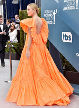 Spectacular Spring 2020 Valentino by Pierpaolo Piccioli Neon Orange Tent Dress w Outstanding Capped Sleeves