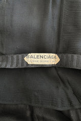 Extraordinary Winter 1954 Cristobal Balenciaga Haute Couture Strapless Black Silk Dress w Lace Bodice