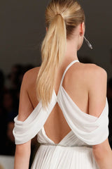 Spring 2012 Ralph Lauren Purple Label Runway Look 53 Backless Ivory Jersey Dress w Pearl Belt