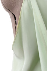 Rare Spring 1978 Philippe Venet the Haute Couture Runwau Sample Pale Mint Silk One Shoulder Dress