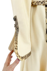 Important 1972 Bill Gibb Couture Debut Collection Lizard Detailed Cream Jacket & Scalloped Edged Skirt