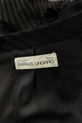 Fantastic Spring 1984 Emanuel Ungaro Haute Couture Black Stripe Jacket & Skirt Suit + Pink Camisole