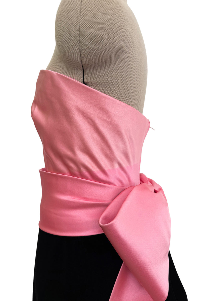 Gorgeous & Chic Fall 1984 Givenchy by Hubery de Givenchy Haute Couture Strapless Pink Silk & Black Velvet Dress