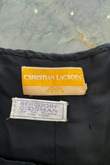 Exceptional Spring 1988 Christian Lacroix Demi-Couture Luxe Label Black Pouf Dress w Attached Shoulder Piece