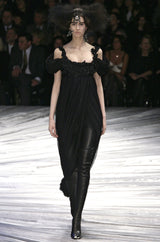Extraordinary Fall 2008 Alexander McQueen 'The Girl Who Lived in the Tree' Black Silk Chiffon Trained Corset Dress