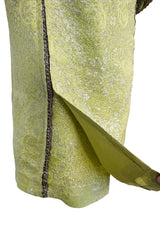 Fall 1966 Chanel Haute Couture by Coco Chanel Pale Green Metallic Lame Dress & Jacket Set