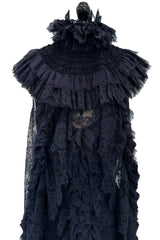 Extraordinary Fall 2008 Chanel by Karl Lagerfeld Blue Lace & Chiffon Dress & Cape Set