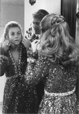 Documented 1970 Oscar de la Renta Brilliant Blue Sequin & Rhinestone Plunge Dress