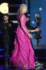 Spring 2018 Valentino by Pierpaolo Piccioli Pink Silk Dress w Rhinestones & Metallic Silver Appliques