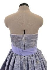 Elegant Late 1950s Sybil Connolly Couture Pale Lavender Pleated Linen Strapless Dress w Shawl