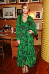Well Documented Spring 1970 Unlabeled Thea Porter Green Butterfly Print Silk Chiffon Dress