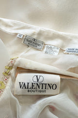 Prettiest Spring 2000 Original Valentino Runway Look 84 Embroidered Camisole, Jacket & Silk Skirt Set