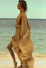 Chic Spring 2019 Chloe by Natacha Ramsay-Levi Pleated Chiffon Dress w Attached Caped Back