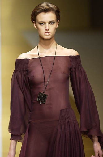 Beautiful Fall 2002 Valentino by Mr. Valentino Runway Look 65 Flowing Black Silk Chiffon Caftan Dress