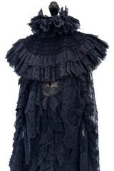 Extraordinary Fall 2008 Chanel by Karl Lagerfeld Blue Lace & Chiffon Dress & Cape Set