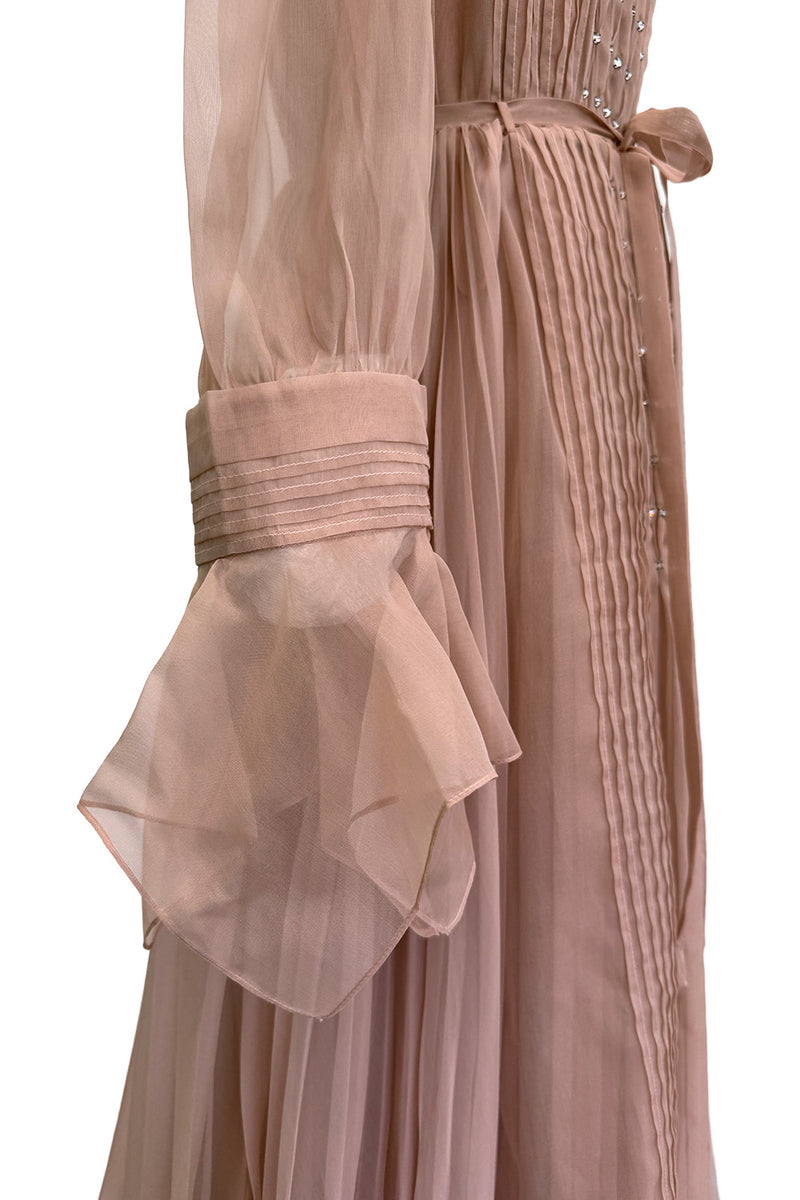 Spectacular Fall 2020 Gucci by Alessandro Michele Runway Look 29 Dusty Pink Silk Dress & Skirt Overlay Set