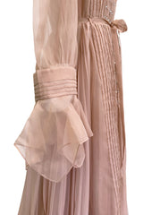Fall 2020 Gucci by Alessandro Michele Runway Look 29 Dusty Pink Silk Dress & Skirt Overlay Set