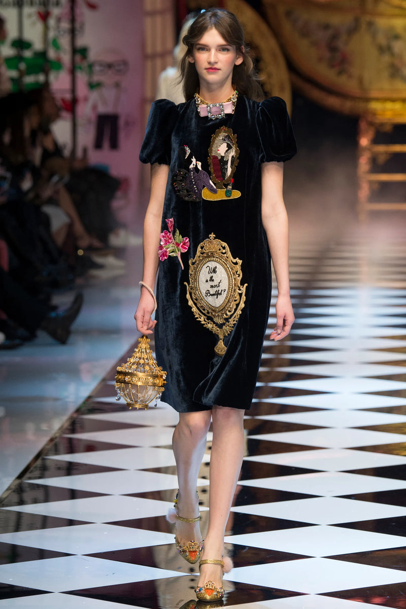 Outstanding Fall 2016 Dolce & Gabbana Metallic Gold Brocade Playsuit w 3D Magic Mirror & Embroidered & Sequin Details