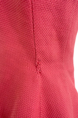 1950s Unlabeled Lanvin-Castillo Couture Elaborate Gold Beaded Pink Waffle Weave Top & Skirt