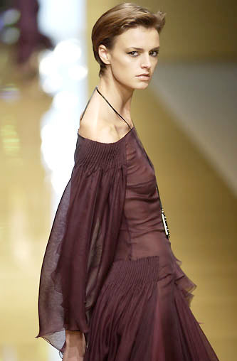 Beautiful Fall 2002 Valentino by Mr. Valentino Runway Look 65 Flowing Black Silk Chiffon Caftan Dress