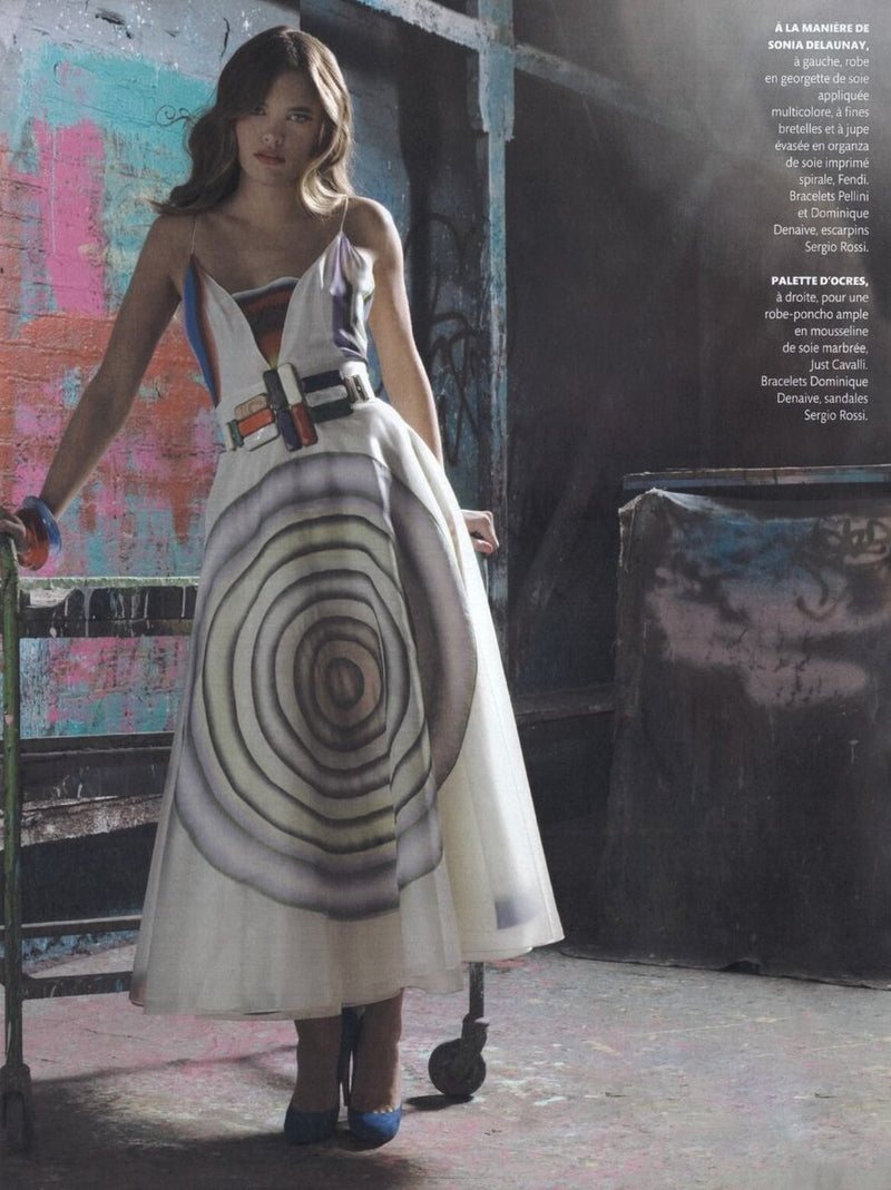 Spring 2008 Fendi by Karl Lagerfeld Runway Look 19 & Ad Campaign Silk Organza & Chiffon Print Dress